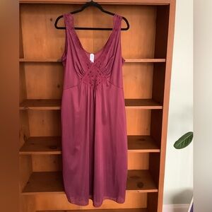 Vintage 90s BBW Lingerie Slip Dress Wine/Burgundy Lace Empire Waist Size XL